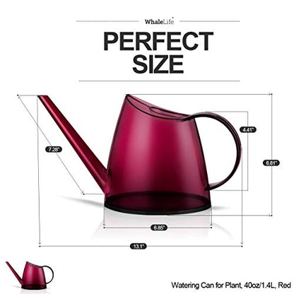 Small Indoor Plant Watering Can Long Spout 1.4L Red - color: Red