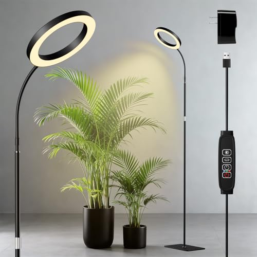 Full Spectrum 68" Floor Grow Lights for Indoor Plants with Base - color: Black, size: 1 Head