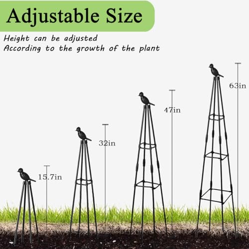 2 Pack Garden Trellis for Climbing Plants,63inch Tall Plants Trellis Support with Adjustable Stake Arms,Plastic Coated Rustproof Metal Pipe Supports for Outdoor Indoor, Potted Plants, Tomato, Rose - size: 2 Pack