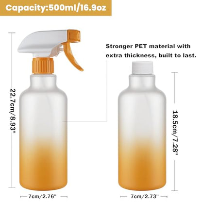 16.9oz/500ml Plastic Spray Bottles 2 Pack, Adjustable Mist Stream - color: Yellow