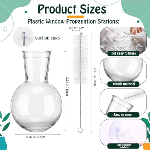 Baderke 6 Pack Suction Cup Vase, Window Propagation Glass Planter, Bulb