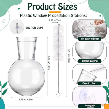 Baderke 6 Pack Suction Cup Vase, Window Propagation Glass Planter, Bulb