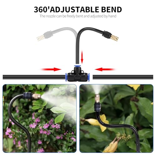 50FT Drip Irrigation System, Complete Garden Watering Kit with Rust-Proof Copper Nozzles - UV Stabilized Flexible Hose for Lawn, Greenhouse, Patio Plants - size: 50FT