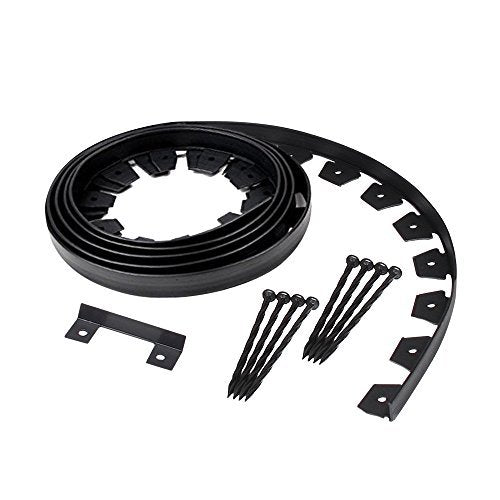 EasyFlex Heavy-Duty No-Dig Landscape Edging with Anchoring Spikes, 1.7 in. Tall Straight Top Commercial Grade Plastic Garden Border, Pack of (8) 20' Coils, Black (3100-20C-8) 160 Foot - size: 160 Foot, style: Heavy Duty