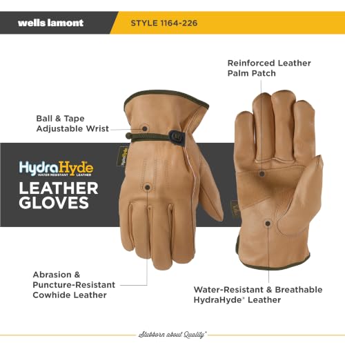 Wells Lamont Men's Slip-On HydraHyde Leather Work Gloves - color: Sunbaked, size: Large (Pack of 1), style: Ball & Taoe