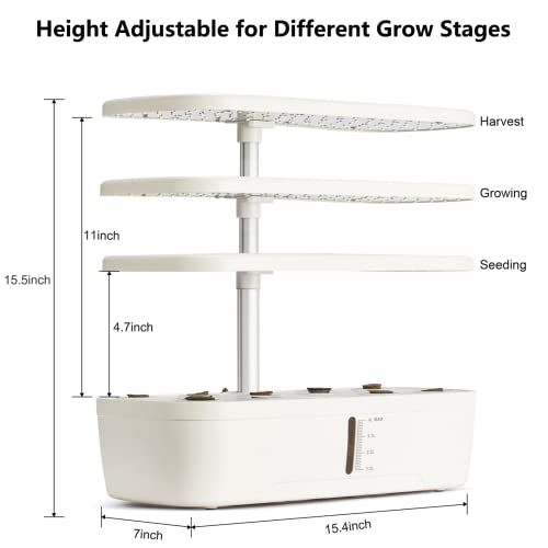 Hydroponics Growing System Kit 12 Pods Indoor Herb Garden with Grow Light - color: White
