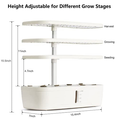 Hydroponics Growing System Kit 12 Pods Indoor Herb Garden with Grow Light - color: White