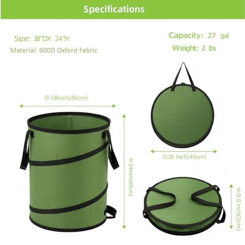 Collapsible Camping Trash Can 27 Gallon, Pop Up Outdoor Recycle Bin - size: 27 Gallons-No Lid