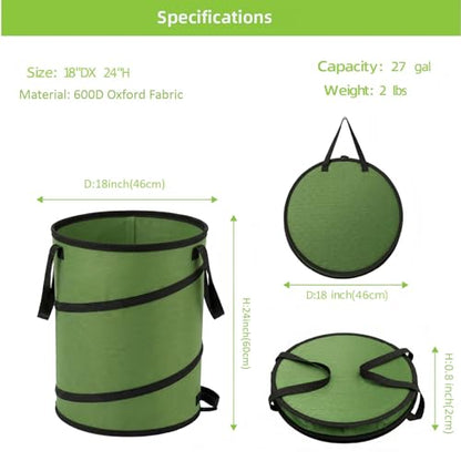 Collapsible Camping Trash Can 27 Gallon, Pop Up Outdoor Recycle Bin - size: 27 Gallons-No Lid