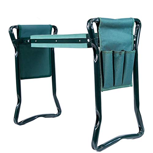 Foldable Gardening Tool Pouch Side Bag with 3 Small Pockets for Garden Kneeler Bench Storage Lightweight Oxford Cloth Easy Carry (Green)