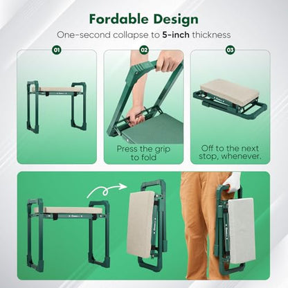 SakerPlus Garden Kneeler and Seat, Heavy Duty Foldable Garden Stool
