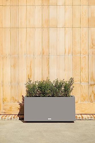 Veradek Block Series Long Box Planter - Rectangular Outdoor Planter - color: Gray, size: Medium