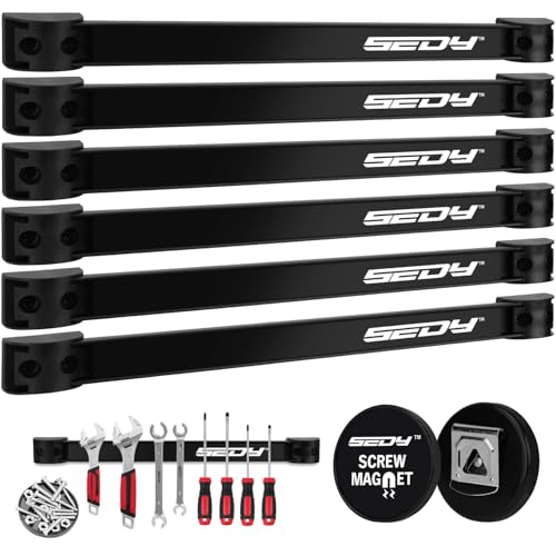 SEDY Magnetic Tool Holder Storage Organizer: 7-Piece Garage Wall Mount Rack Organization Strip Power Magnet Organizers Mounted Workbench Board Slatwall Van Hanger - color: 7-Piece Magnetic Tool Strips