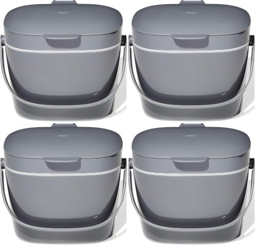OXO Good Grips Easy-Clean Compost BIN - Charcoal - 1.75 GAL/6.62 L, Plastic, 8.3" L x 10.15" W x 12" H (Pack of 4) - color: Charcoal, size: 1.75 Gallon (Pack of 4)