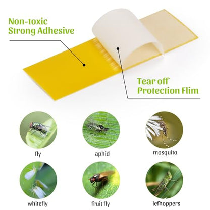 100 Pack Yellow Sticky Traps for Plant Gnats - Fungus Gnat Killer