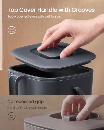SONGMICS Compost Bin for Kitchen Counter, Plastic, 1-Gallon (4 L) - color: Dark Gray, size: 1 gallons (4L)