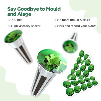 LETPOT 200 Pcs Seed Pod Kits, Replacement Root Growth Sponges Seed Pods, Seed Starter Sponges Kit for Hydroponic Indoor Garden System with 100 Sponges, 100 Stickers - size: 200 PCS