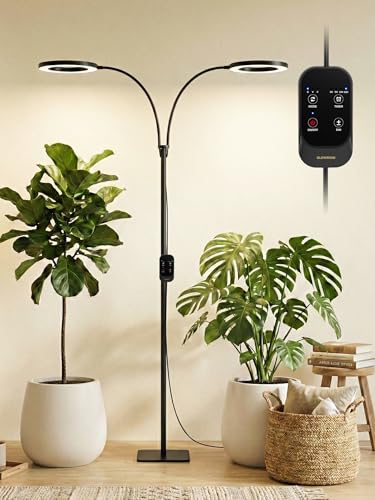 GLOWRIUM Tall Plant Grow Light for Indoor Plants, Full Spectrum Plant Light - color: Black (Dual Heads)