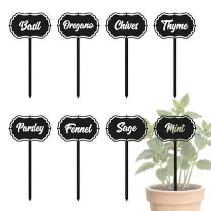 CUTHOLLOW 8PCS Food Spices Garden Plant Markers, Metal Plant Labels - style: Food Spices