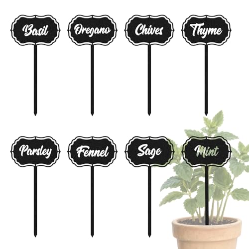 CUTHOLLOW 8PCS Food Spices Garden Plant Markers, Metal Plant Labels - style: Food Spices