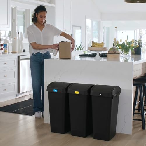 Glad Trash Can with Clorox Odor Protection | Linkable, 12 Gallon, Black