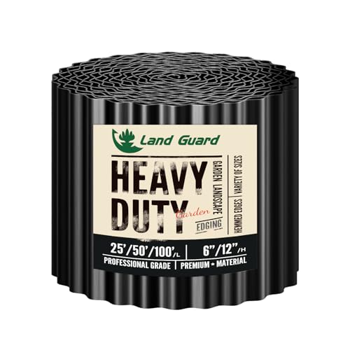 Land Guard Corrugated Garden Edging Border, 6" x 25' Landscape Paver Edging, Tall Landscape Edging, Fence for Garden, Flower Bed, Lawn and Landscape Edging (Glossy Black) - color: Glossy Black, size: 6 Inch×25 Ft