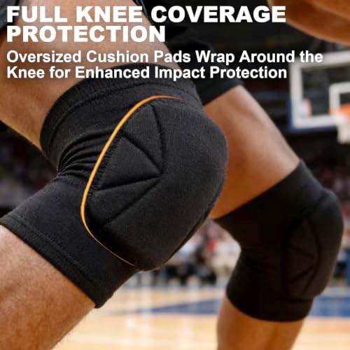 Men & Women Knee Pads for Wrestling, Elastic Soft Kneepad for Work, Black L - size: Large