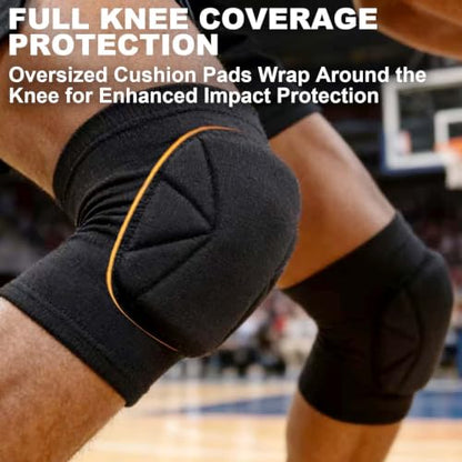 Men & Women Knee Pads for Wrestling, Elastic Soft Kneepad for Work, Black L - size: Large