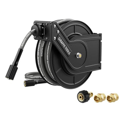 Giraffe Tools Pressure Washer Hose Reel with Replaceable 60FT Pressure Hose