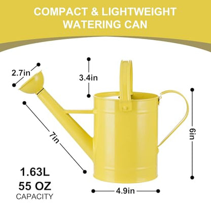 Topadorn 55 oz Metal Watering Can with Long Spout for Indoor Plants, Yellow - color: Yellow