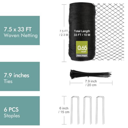 Bird Netting for Garden, Fetanten 7.5 x 33FT Netting for Garden Protection - size: 7.5 x 33FT
