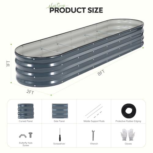 Galvanized Raised Garden Bed 2 PCS, 8x2x1ft Metal Planter Box Grey - color: Gray, size: 8x2x1ft(2pcs)