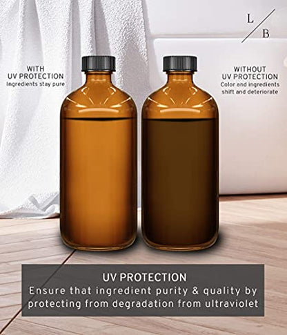 LiBa Amber Glass Spray Bottles 2 Pack 16oz Refillable Adjustable Nozzle