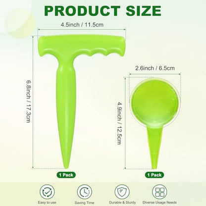 M METERXITY 1-Set Seed Planter Tool, Plastic Hand Dibber Garden Tool with Handle for Sowing Seeds/Transplanting/Planting Bulbs, Handheld Digging Hole Punch Adjustable Dispensers [Light Green] - color: Light Green
