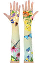 Gardening Sleeves for Women UV Sun Protection with Thumb Hole Anti-Scratch - color: Gradient Yellow Green