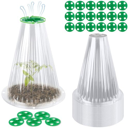 UQM 50 Pack Garden Cloches for Plants with Rotary Vent Cover Reusable - color: Clear-50pc