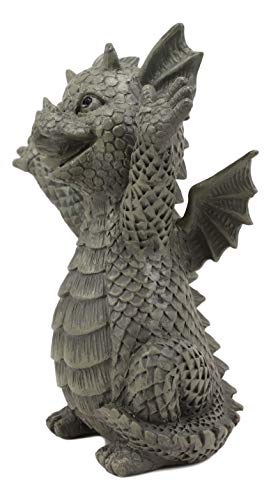 Ebros 5.25" Tall Hug Me Please! Small Baby Garden Dragon with Wide Open Arms Statue Fantasy Faux Stone Resin Finish Figurine - color: 5.25"tall Small Baby Dragon Hug Me Please