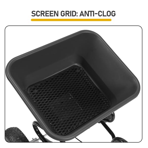 Tow Behind Broadcast Spreader, 110 lbs Capacity Tow/Push Lawn Spreader with 10 Adjustable Settings, for Seed, Fertilizer, Salt, Ice Melt, Garden & Lawn Care