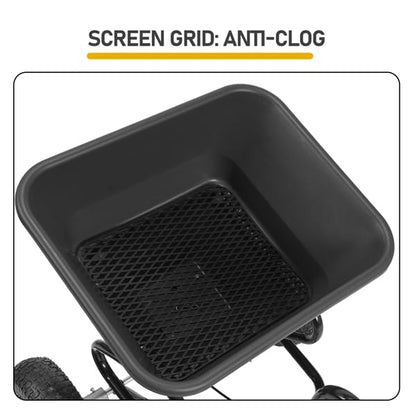 Tow Behind Broadcast Spreader, 110 lbs Capacity Tow/Push Lawn Spreader with 10 Adjustable Settings, for Seed, Fertilizer, Salt, Ice Melt, Garden & Lawn Care