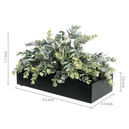 MyGift Artificial Grass Plant in Rectangular Wood Planter (Black, 10 Inch) - color: Black, size: 9.5 Inch