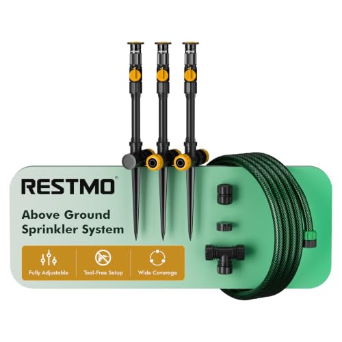 RESTMO Above Ground Sprinkler System,Irrigation Sprinklers for Yard,Yellow - color: Yellow