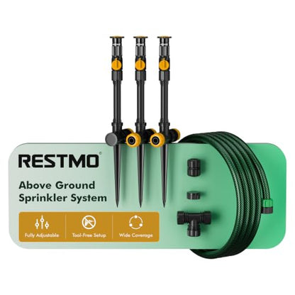RESTMO Above Ground Sprinkler System,Irrigation Sprinklers for Yard,Yellow - color: Yellow