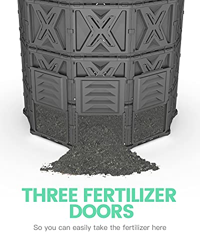 190 Gallon Large Outdoor Compost Bin, 720L Garden Composter with Aeration Vents, BPA-Free PP Panels, Modular Structure with Bottom Access Door and Lid - size: 190 Gal(720L)