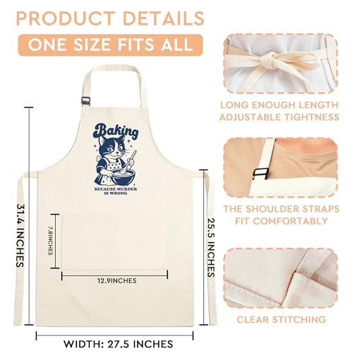 Sourdough Apron Gifts for Bakers, Adjustable Apron, Gifts for Bread Bakers, Perfect for Baking Cooking - color: Funny Cat-3
