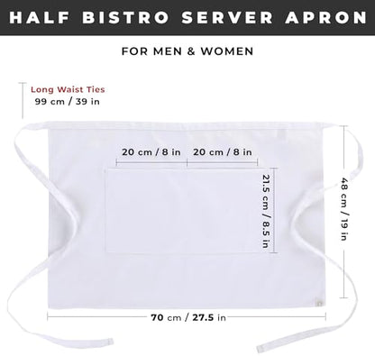 Chef Works Unisex Half Bistro Server Apron - color: White, 1 Pack