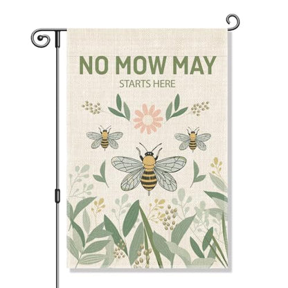 Perfectinsoy No Mow May Starts Here Pollinator Garden Garden Flag 12x18 - color: Beige13