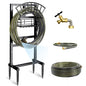 Garden Hose Holder with Brass Faucet, 45ft Rubber Hose, 5ft Leader Hose