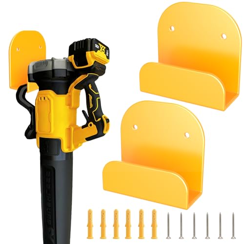 Leaf Blower Rack, Wall-Mounted Tool Hanger Compatible with DCBL722, Hedge Trimmers, Grass Trimmers, Garden Power Tools & Garage Organization, 2 Pack - color: Yellow-2 Pack