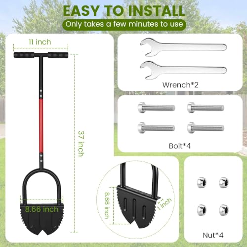 Manual Lawn Edger Tool, Half Moon Garden Edger for Turf & Bed Shaping