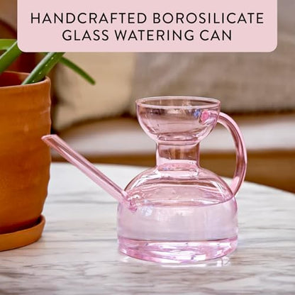 Modern Sprout Glass Watering Can - 32 oz - Long Spout Modern Decor (Blush) - color: Blush